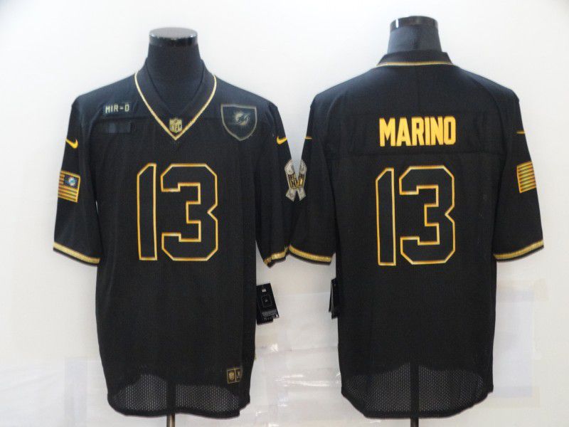 Men Miami Dolphins #13 Marind Black Retro Gold Lettering 2020 Nike NFL Jersey->miami dolphins->NFL Jersey